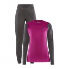 Dámský set Craft Core Warm Baselayer triko a spodky šedá s růžovou
